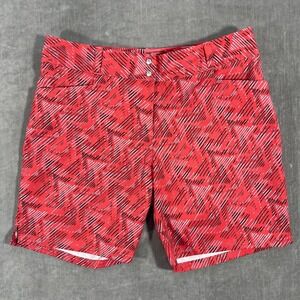 Adidas Womens Size 8 Red Geometric Print Golf Performance Shorts